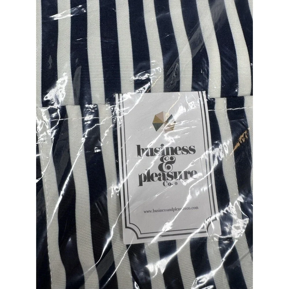 Business & Pleasure Co. Striped Picnic Blanket Foldable Blue White Outdoor